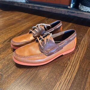 Cole Haan boat shoes - brown/orange - size 8